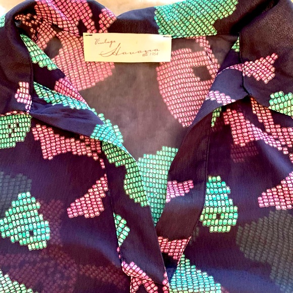 Vintage Havana Sheer Hearts 💕 & Skulls 💀 Blouse - Picture 2 of 5